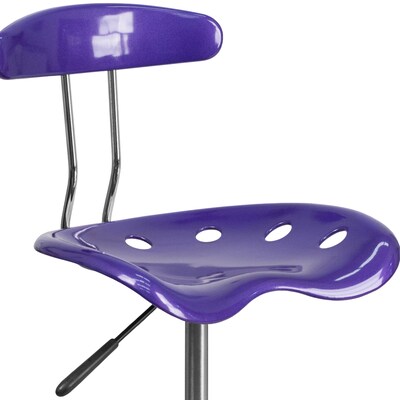 Flash Furniture Low Back Polymer Drafting Stool With Tractor Seat, Vibrant Violet (LF215VIOLET)
