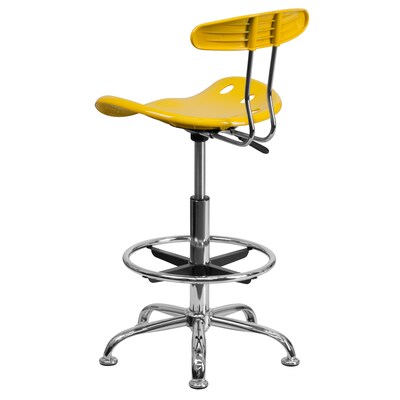 Flash Furniture Low Back Polymer Drafting Stool With Tractor Seat, Vibrant Orange-Yellow