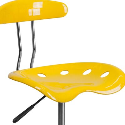 Flash Furniture Low Back Polymer Drafting Stool With Tractor Seat, Vibrant Orange-Yellow