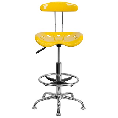 Flash Furniture Low Back Polymer Drafting Stool With Tractor Seat, Vibrant Orange-Yellow