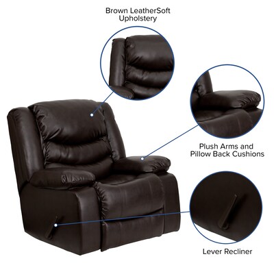 Flash Furniture Plush 42"H Leather Rocker Recliner, Brown
