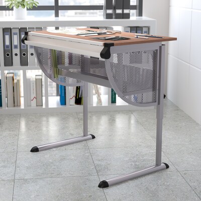 Flash Furniture 45.25W Drafting Table, Cherry/Pewter (NAN-JN-2433-GG)