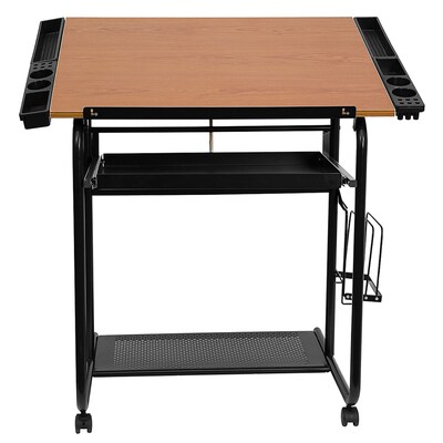 Flash Furniture 30" x 24" Melamine Adjustable Drawing & Drafting Table w/Black Frame, Laminate