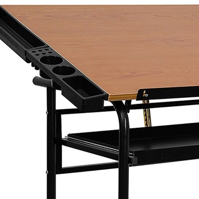 Flash Furniture 30" x 24" Melamine Adjustable Drawing & Drafting Table w/Black Frame, Laminate