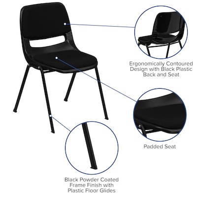 Flash Furniture HERCULES Series Fabric Padded Shell Stack Chair, Black (RUTEO101PAD)