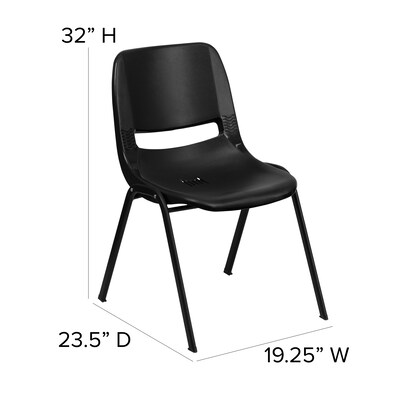 Flash Furniture HERCULES Series Plastic Shell Stack Chair, Black (RUTEO1BK)