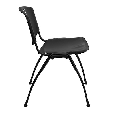 Flash Furniture HERCULES Series Plastic Stack Chair with Oval Cutout Back, Black (RUTNF01ABK)