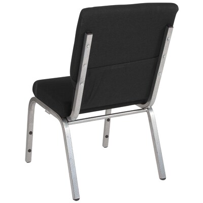 Flash Furniture HERCULES Series Fabric Stacking Church Chair, Black/Silver Vein Frame (XUCH60096BKSV)