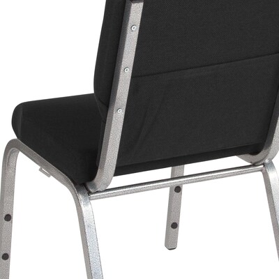 Flash Furniture HERCULES Series Fabric Stacking Church Chair, Black/Silver Vein Frame (XUCH60096BKSV)