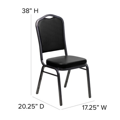 Flash Furniture HERCULES Series Vinyl Banquet Stacking Chair, Black/Silver Vein Frame, 4 Pack (4FDC01SVBKVY)