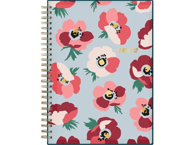 2022 Blue Sky Brit + Co Poppies Blue 5.88 x 8.63 Weekly & Monthly Planner, Multicolor (136019)