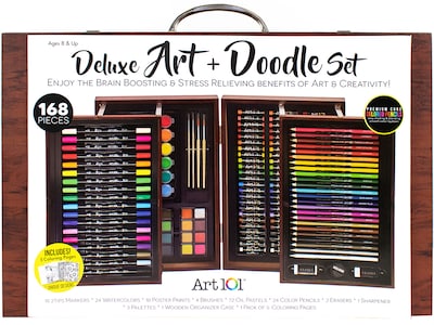 Art 101 Deluxe Art and Doodle Art Set, Assorted Colors, 168 Pieces (53168)