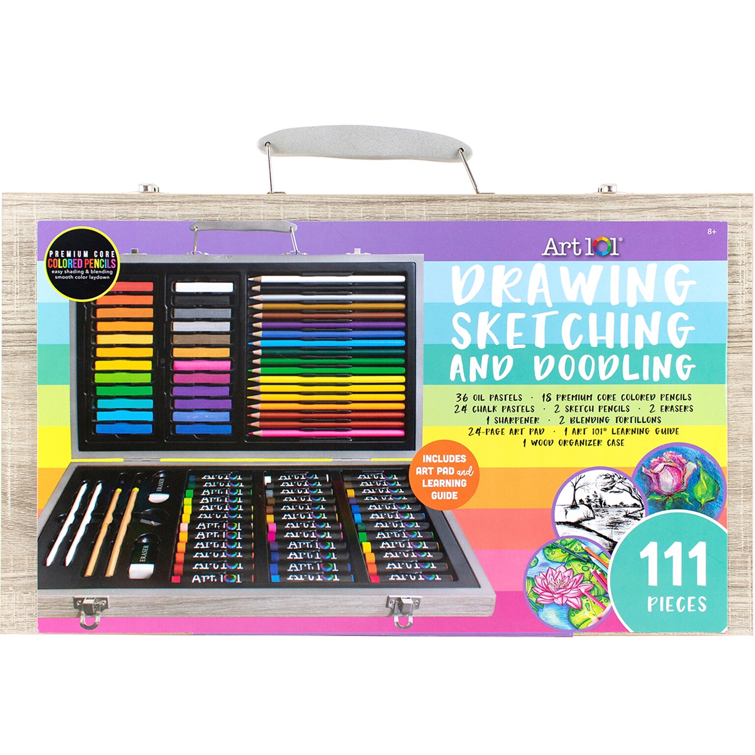 Art 101 Drawing, Skeetching, and Doodling Art Set, Assorted Colors, 111 Pieces (55111)