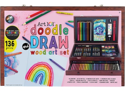 Art 101 Doodle and Draw Art Set, Assorted Colors, 136 Pieces (53136)