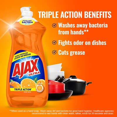 Ajax Triple Action Liquid Dish Soap, Orange, 52 oz., 6/Carton (149860)