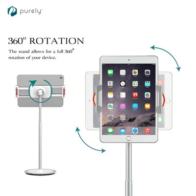 Purely Tablet Stand PPSH119 with Weighted Base, Swivel Head, and Anti-slip Grip for Tablets and Phones, Metal