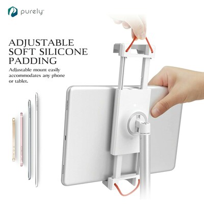 Purely Tablet Stand PPSH119 with Weighted Base, Swivel Head, and Anti-slip Grip for Tablets and Phones, Metal