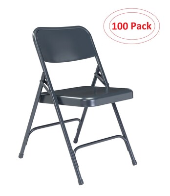 NPS 200 Series Premium All-Steel Folding Chairs, Char-Blue, 100 Pack (204/100)