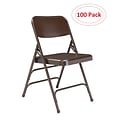NPS 300 Series Premium All-Steel Brace Double Hinge Folding Chairs, Brown/Brown, 100 Pack (303/100)