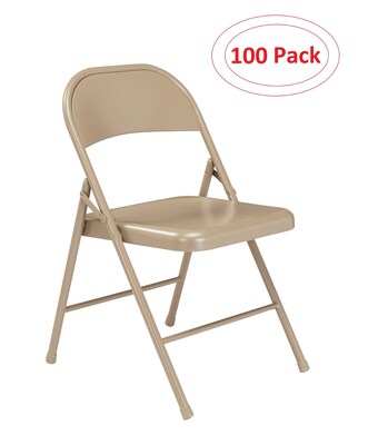 NPS Commercialine 900 Series Vinyl Upholstered Commercialine Folding Chairs, Beige, 100 Pack (901/100)