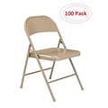 NPS Commercialine 900 Series Vinyl Upholstered Commercialine Folding Chairs, Beige, 100 Pack (901/100)