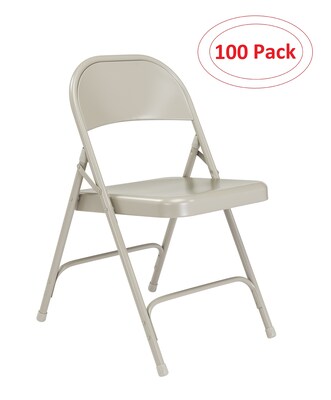 NPS 50 Series Standard All-Steel Folding Chairs, Gray/Gray, 100 Pack (52/100)