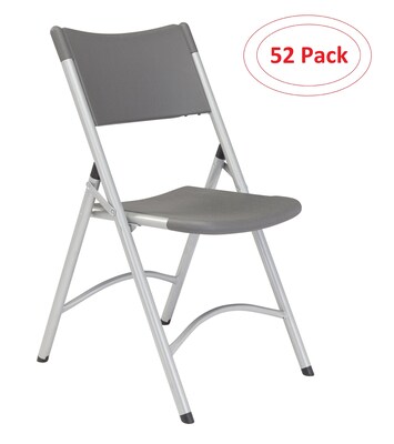 NPS 600 Series Heavy Duty Plastic Folding Chair, Charcoal Slate, 52 Pack (620/52)