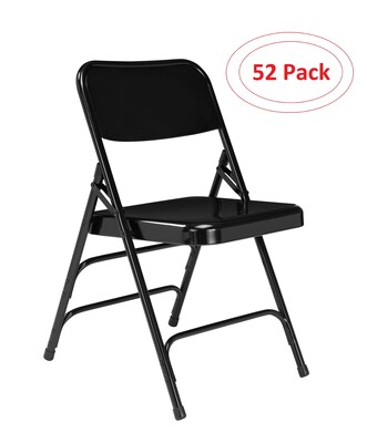 NPS 300 Series Premium All-Steel Brace Double Hinge Folding Chairs, Black/Black, 52 Pack (310/52)