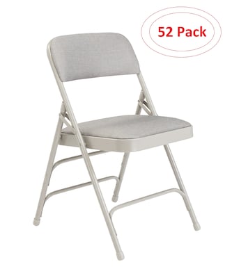 NPS 2300 Series Fabric Padded Triple Brace Double Hinge Premium Folding Chairs, Graystone/Gray, 52 P