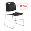 NPS 8500 Series Steel Frame Compact Plastic Stack Chair, Black, 80 Pack (8510/80)