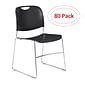 NPS 8500 Series Steel Frame Compact Plastic Stack Chair, Black, 80 Pack (8510/80)