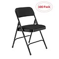 NPS 2200 Series Fabric Padded Premium Folding Chairs, Midnight Black/Black, 100 Pack (2210/100)