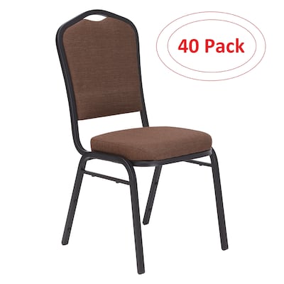 NPS 9300 Series Deluxe Fabric Upholstered Stack Chair, Natural Chocolate/Black Sandtex, 40 Pack (936