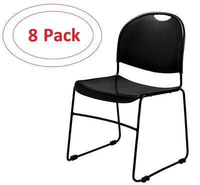 NPS Commercialine 850 Series Ultra Compact Stack Chair, Black, 8 Pack (850-CL/8)