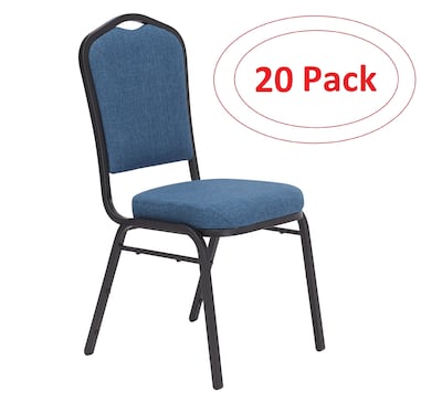 NPS 9300 Series Deluxe Fabric Upholstered Stack Chair, Natural Blue/Black Sandtex, 20 Pack (9374-BT/