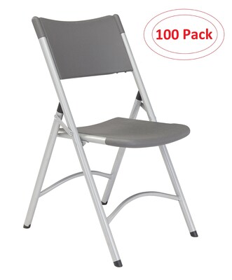 NPS 600 Series Heavy Duty Plastic Folding Chair, Charcoal Slate, 100 Pack (620/100)