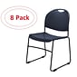 NPS Commercialine 850 Series Ultra Compact Stack Chair, Blue, 8 Pack (855-CL/8)