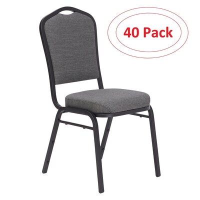 NPS 9300 Series Deluxe Fabric Upholstered Stack Chair, Natural Graystone/Black Sandtex, 40 Pack (936