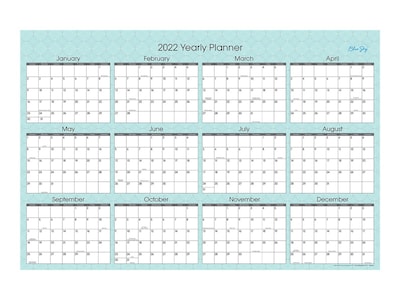 2022 Blue Sky Picadilly 24 x 36 Yearly Erasable Wall Calendar, Reversible, Blue/White (100031-22)