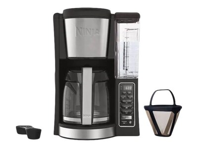 Ninja 12 Cups Automatic Drip Coffee Maker, Black/Stainless Steel (CE201)