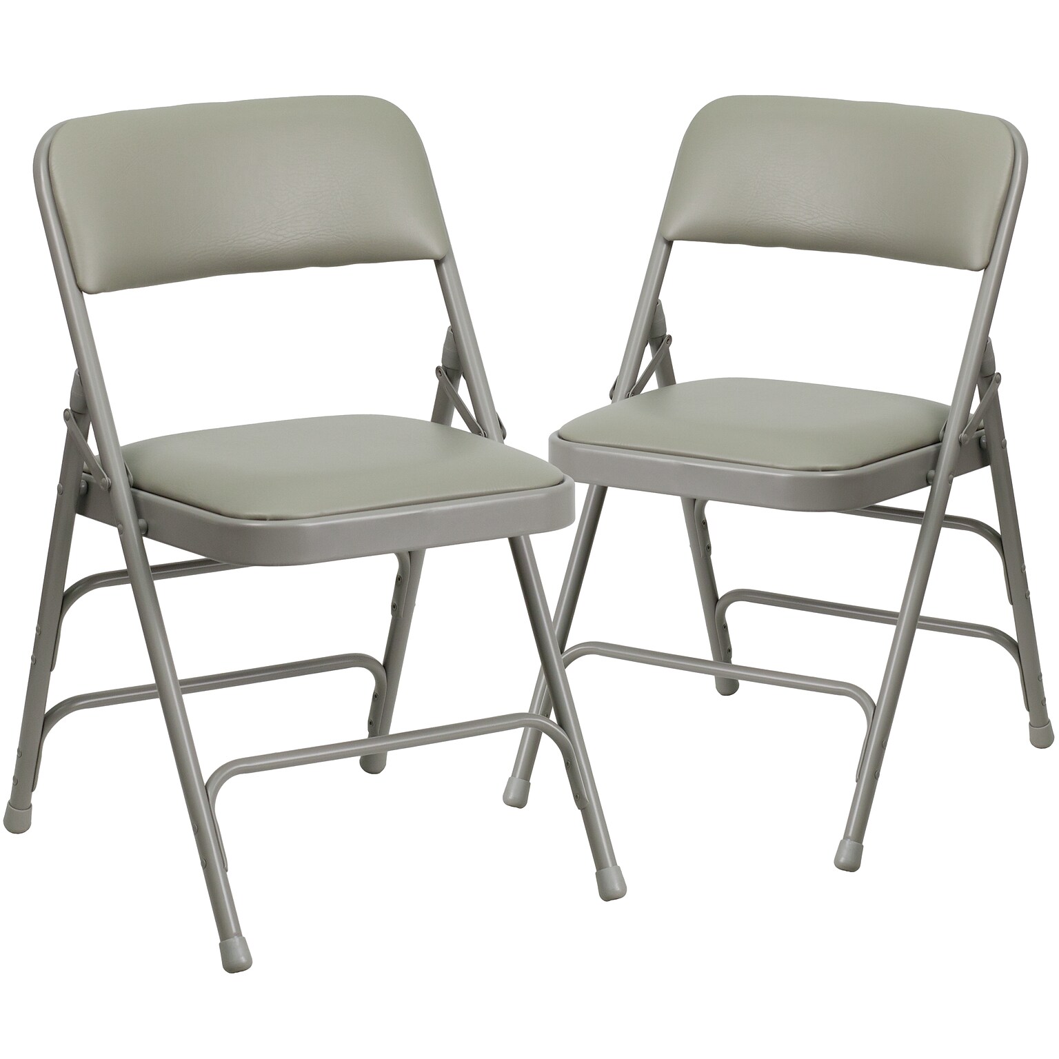 Flash Furniture HERCULES Series Vinyl Folding Chair, Gray, 2/Pack (2HAMC309AVGY)