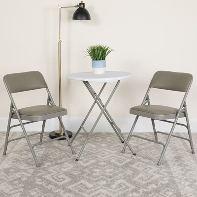 Flash Furniture HERCULES Series Vinyl Folding Chair, Gray, 2/Pack (2HAMC309AVGY)