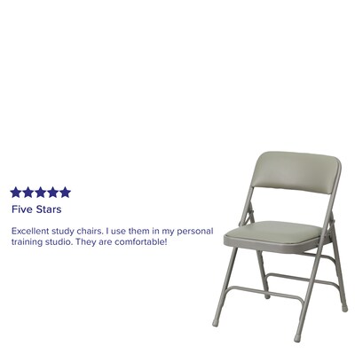 Flash Furniture HERCULES Series Vinyl Folding Chair, Gray, 2/Pack (2HAMC309AVGY)