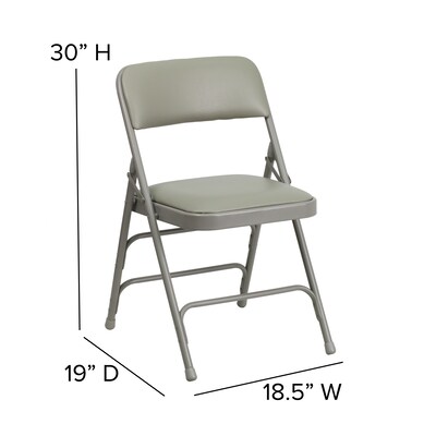 Flash Furniture HERCULES Series Vinyl Folding Chair, Gray, 2/Pack (2HAMC309AVGY)