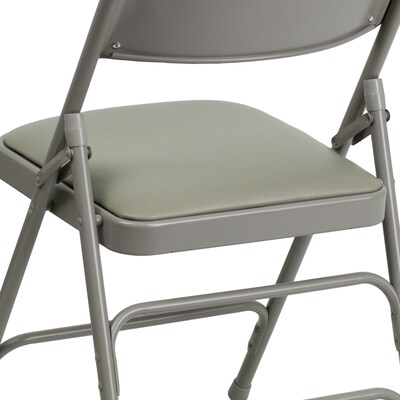 Flash Furniture HERCULES Series Vinyl Folding Chair, Gray, 2/Pack (2HAMC309AVGY)