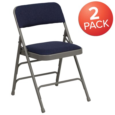 Flash Furniture HERCULES Series Fabric Folding Chair, Navy Blue, 2/Pack (2HAMC309AFNVY)