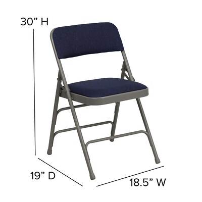 Flash Furniture HERCULES Series Fabric Folding Chair, Navy Blue, 2/Pack (2HAMC309AFNVY)