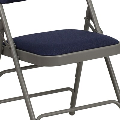 Flash Furniture HERCULES Series Fabric Folding Chair, Navy Blue, 2/Pack (2HAMC309AFNVY)