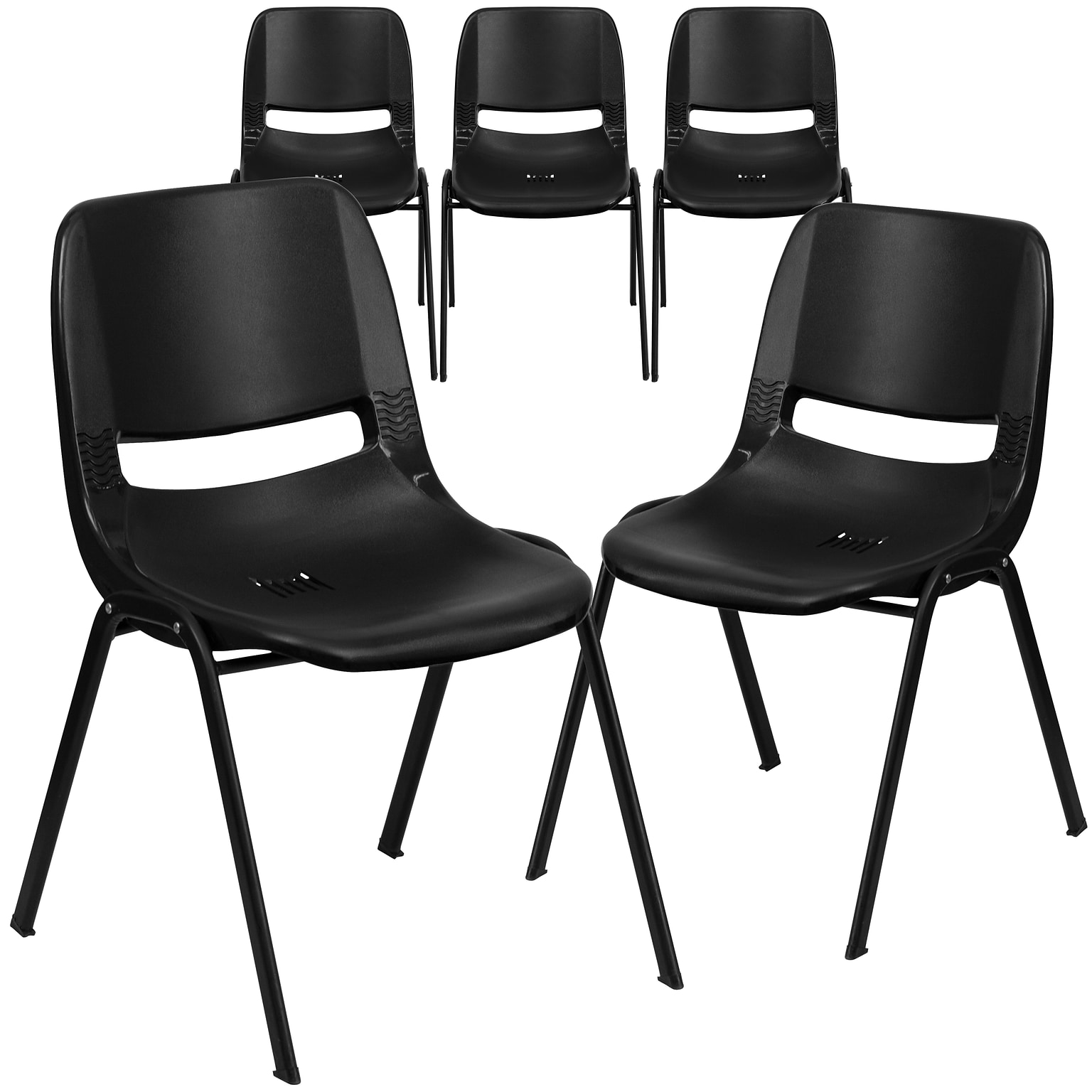 Flash Furniture HERCULES Classroom/Training Room/School Stacking Chair, Black (5-RUT-EO1-BK-GG)