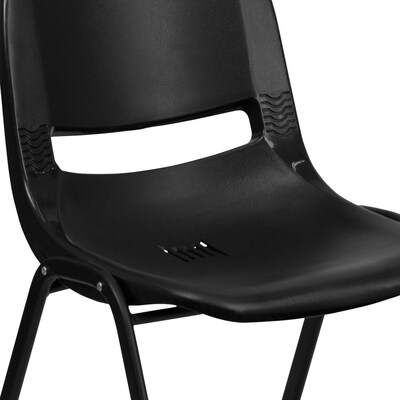 Flash Furniture HERCULES Series Plastic Shell Stack Chair, Black, 5 Pack (5RUTEO1BK)